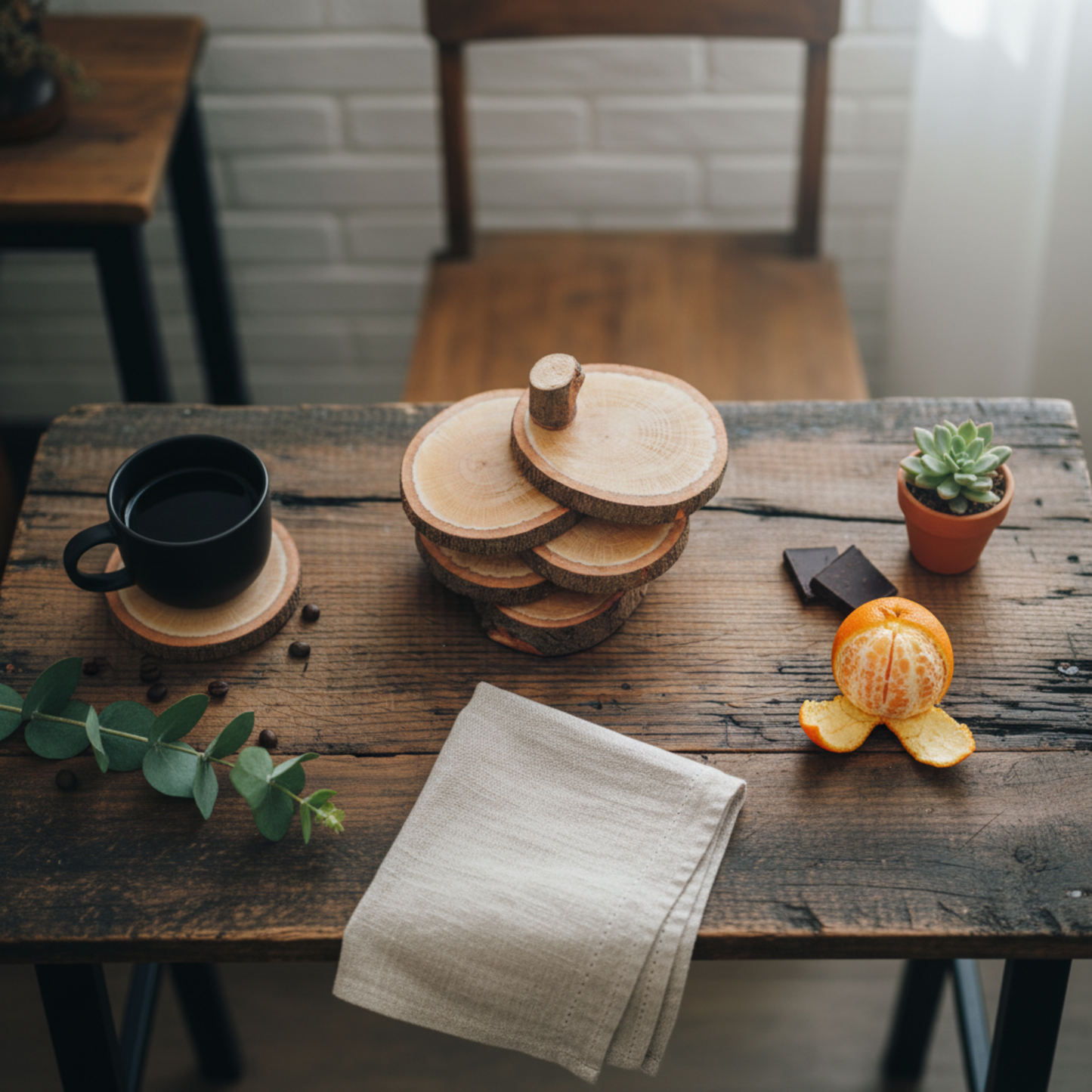 Wood Trunk Coasters (Set of 4)